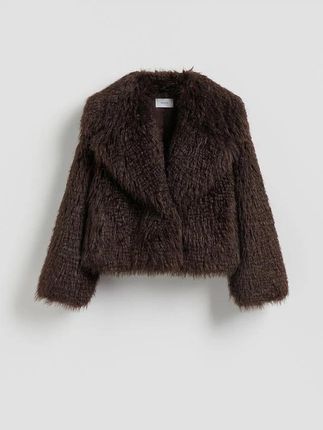 小物 Furara Beżowa kurtka oversize z imitacji futerka - HOUSE - 057CX-08X