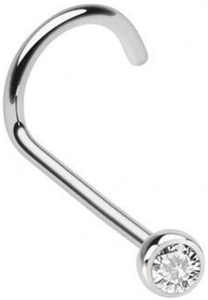 Tytanowy kolczyk do nosa z kryształkiem DIA-PN402 BS – zakręcony, hipoalergiczny