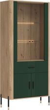 Zdjęcie Liveo Witryna Wysoka Dante Dt14 4D1S Dąb Cremona Torro / Zielony Mat Czarny Uchwyt 187Cm - Maków Podhalański