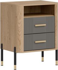 Zdjęcie Liveo Szafka Nocna Dante Dt22 2S Dąb Cremona Torro / Szary Mat Złoty Uchwyt 74Cm - Tarczyn