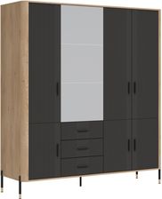 Zdjęcie Liveo Szafa Uchylna Dante Dt17 7D3S Dąb Cremona Torro / Antracyt Mat Z Lustrem Czarny Uchwyt 197Cm - Mrągowo