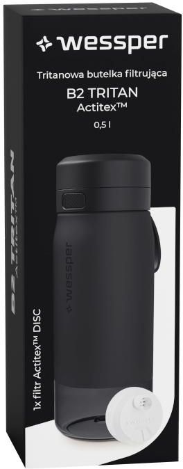 Wessper Waterfilter voor drinkfles, waterfles van glas 700 ml, fles met filter Actitex Disc, vermindert chloor, filterwisselteller, BPA-vrij drinkfles - roze