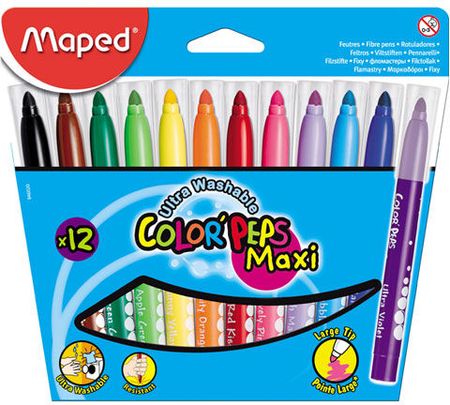 Flamastry Trójkątne Maped Color'Peps Maxi 12 Kolorów