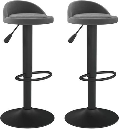 Gravora Stołek Barowy Obrotowy Z Aksamitu Regulowana Wysokość Ciemnoszary 36x38x(72-94)cm (G0743504)