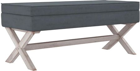 Gravora Aksamitny Stołek Z Schowkiem W Stylu Francuskim Vintage Ciemnoszary 110x45x49cm (G07214544)