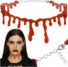 Zdjęcie Krwawy Naszyjnik na Halloween Rana Choker Ociekająca Krew Podcięte Gardło - Tychy