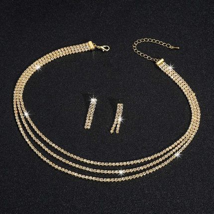 Otien Komplet biżuterii złotej do eleganckiej sukienki