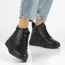 Zdjęcie Skórzane botki na platformie Filippo DBT4215/25 BK BK czarne - Buk