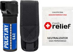Zdjęcie Tm Gaz Pieprzowy Policyjny 75ml Strumień + Chusteczka Neutralizująca Gas Relief + Kabura Zestaw - Będzin