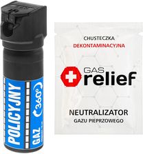 Zdjęcie Tm Gaz Pieprzowy Policyjny 360 75ml Strumień + Chusteczka Neutralizująca Gas Relief Zestaw - Będzin
