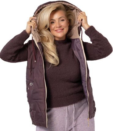 Pikowany bezrękawnik damski z kapturem MARINA