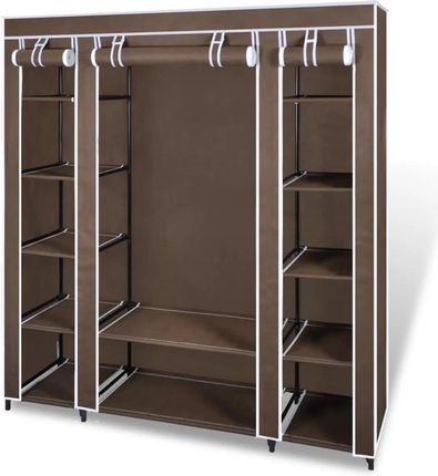 Gravora Przenośna Szafa Na Ubrania I Buty Z Drążkiem Brązowa 45x150x176cm (G09161482)