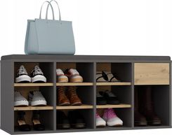 Zdjęcie Szafka Na Obuwie Buty Otwarta 110 cm ANTRACYT DĄB ARTISAN Do Przedpokoju - Garwolin