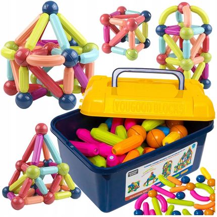 Click4Toys  Rurki Klocki Magnetyczne Edukacyjne Dla Dzieci 72 El. Duży Zestaw Kuferek