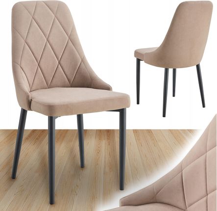 Kontrast Krzesło Tapicerowane Salon Welurowe Stylowe Glamour Eva Kt201 Taupe