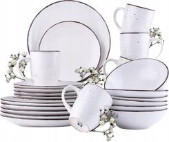 Prima Deco Komplet Obiadowy Serwis Zestaw Talerze Kubki Kamionka Bia�a 24szt. 6 Os�b