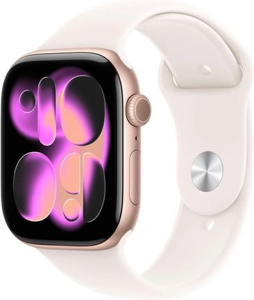 Apple Watch Series 11 GPS + Cellular 42mm aluminium różowe złoto pasek sportowy łagodny róż S/M (MF8E4MPA)