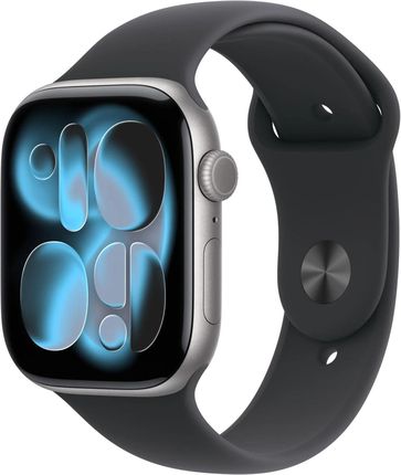 Apple Watch Series 11 GPS 46mm aluminium gwiezdna szarość pasek sportowy czarny S/M (MEV04MPA)