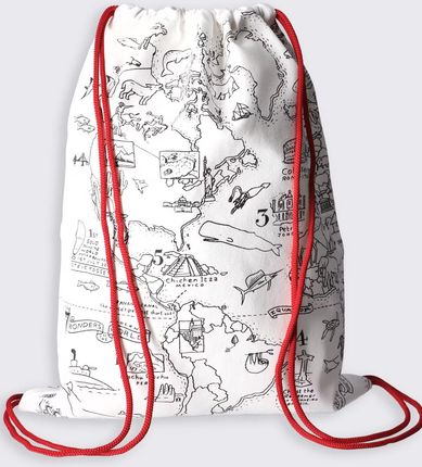 Eatsleepdoodle Bawełniany Plecak Worek Do Pokolorowania Mapa Świata Wielokrotnego Użytku Z Zestawem Pisaków 34X45Cm 3+