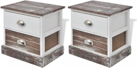 Gravora Szafka nocna w stylu francuskiego wiejskiego domu 38x28x38 cm brązowo-biała (G06171724)