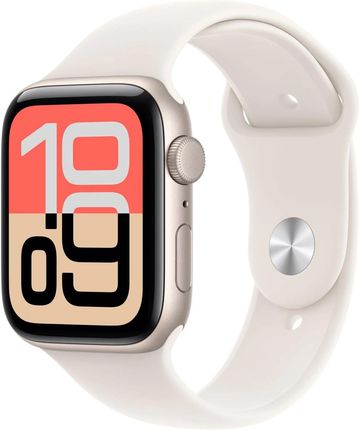 Apple Watch SE 3 GPS 44mm aluminium księżycowa poświata pasek sportowy guma w kolorze księżycowa poświata M/L (MEHJ4MP/A)