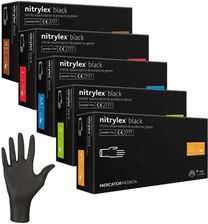 Zdjęcie Mercator Rękawice Nitrylowe Nitrylex Black, Bezpudrowe, Diagnostyczne Rozmiar L, Czarne - Warszawa