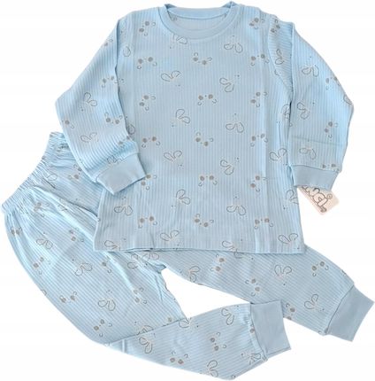 Piżama Dziecięca w prążki 98 błękitna bawełniana piżama dwuczęściowa unisex