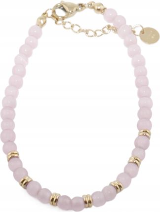 Aisadi Bransoletka Różowe I Złote Koraliki Stal Chirurgiczna 316L