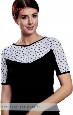 VIOLANA CZARNO-BIAŁA bluzka KRÓTKI rękaw r. S