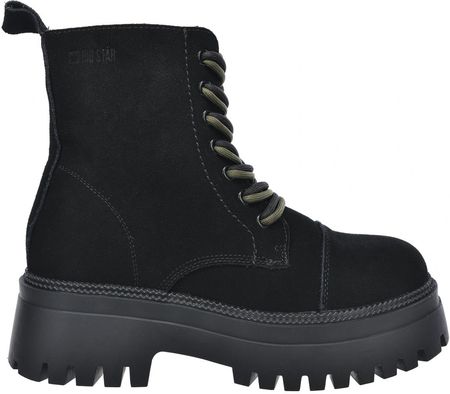 Botki damskie skórzane ocieplane Big Star SS274526 czarne