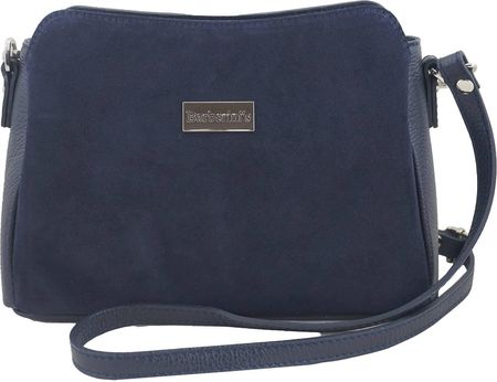 Listonoszka skórzana z zamszem - Granatowa