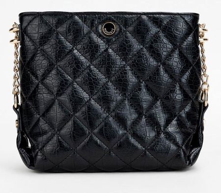 Monnari Torebka Crossbody Z Łańcuszkiem Bag4610-M20 Czarne Croco