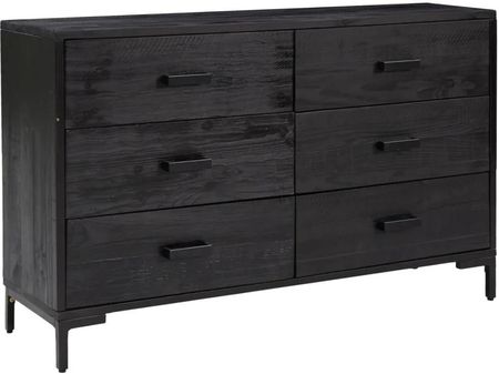 Gravora Drewniana Komoda Vintage Z 6 Szufladami Czarna 110x35x70cm (G0164520)