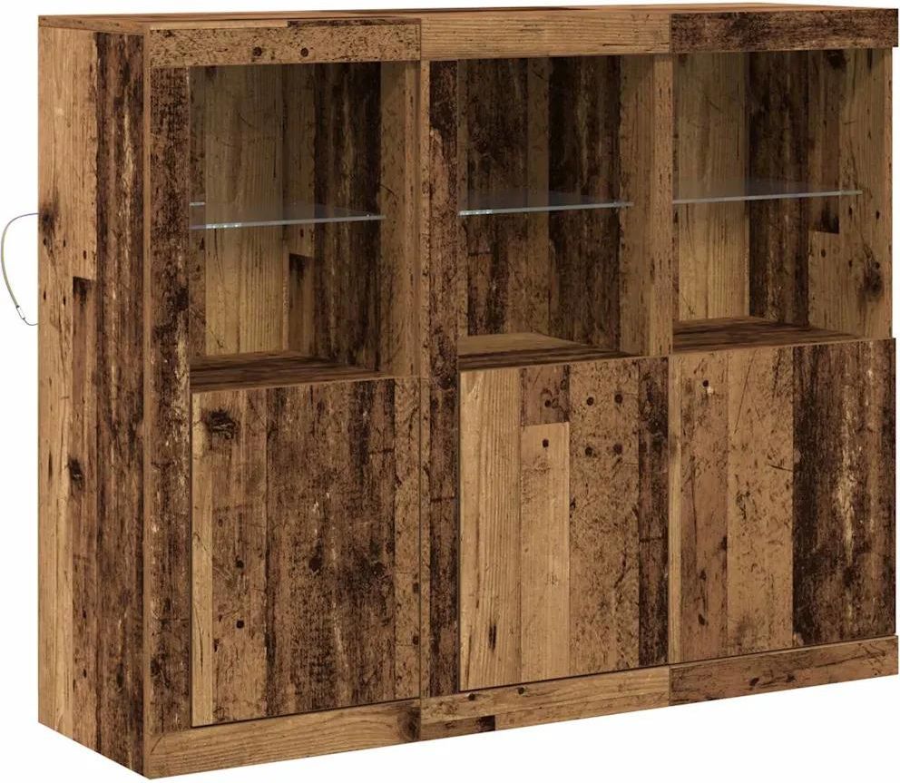 VidaXL Bufet 3szt. Stare Drewno 123x37x100cm (3333117) - Opinie i ...