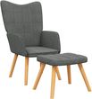 Gravora Fotel z podnóżkiem ciemnoszary 61,5x69x95,5cm tkanina/stal/drewno kauczukowe (G09217345)