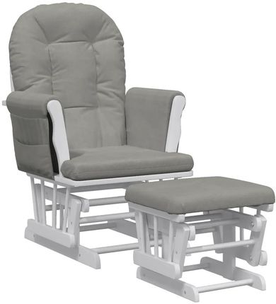 Gravora Fotel bujany do karmienia z podnóżkiem lite drewno kauczukowe jasnoszary 70x72x107cm (G08157038)