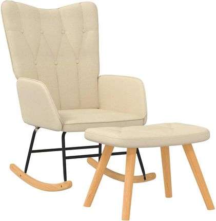 Gravora Fotel bujany z podnóżkiem kremowy 61x78x98cm tkanina drewno stal (G0255934)