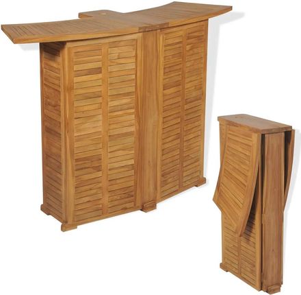Gravora Stolik Barowy Ogrodowy Składany Z Drewna Tekowego 155X53X105cm Brązowy G05113603