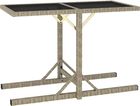 Stół ogrodowy Gravora Beżowy Z Polirattanu 110x53 72cm Ze Szklanym Blatem G01104017