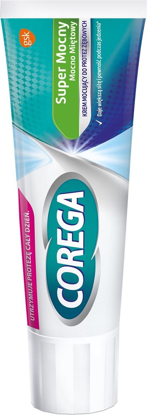 Corega Super Mocny Mocno Miętowy Krem mocujący do protez zębowych 40g - zdjęcie 3 Corega Super Mocny Mocno Miętowy Krem mocujący do protez zębowych 40g