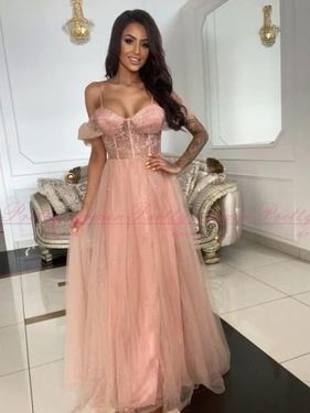 Sukienka długa Lyanna kolor pudrowy róż