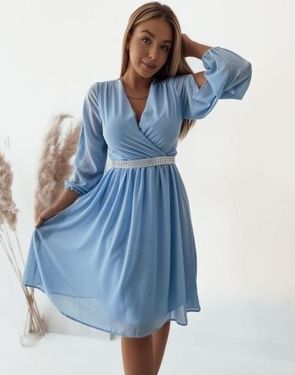 Sukienka krótka Sophia kolor błękitny