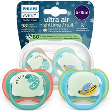 Zdjęcie PHILIPS AVENT Smoczek ortodontyczny Ultra Air świecący w noc 6-18m 2 szt. SCF376/28 - Narol