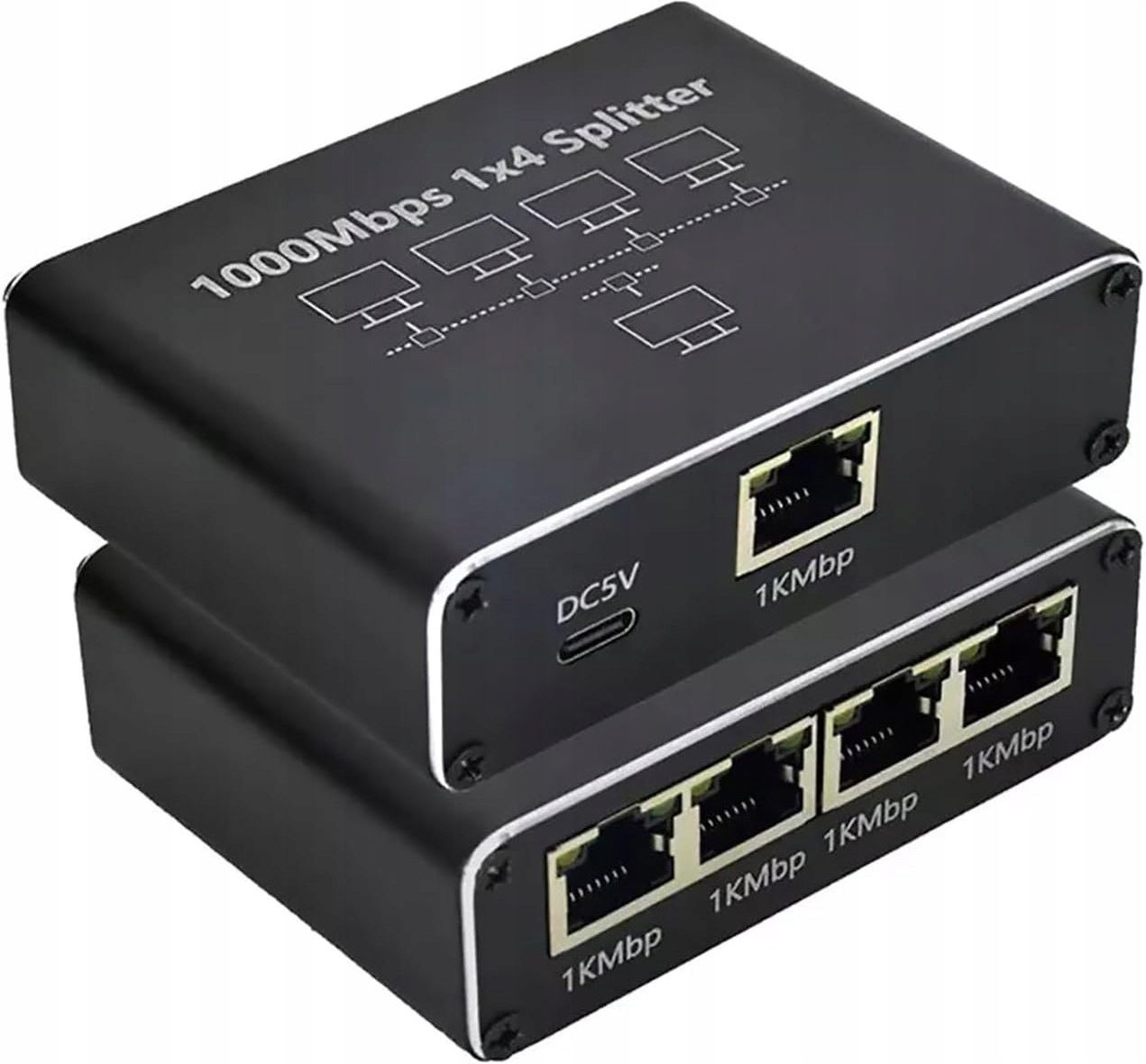 Adapter rozdzielacz mini Switch splitter LAN Ethernet RJ45 2xRJ45 1000M ...