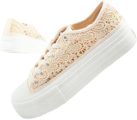 Lee Cooper buty sportowe damskie trampki koronkowe ażurowe platforma