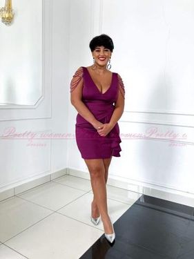 Sukienka krótka Monia bis kolor bakłażan