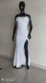 Sukienka długa Muchos kolor biały cekin