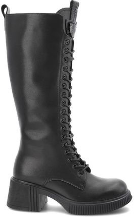 Czarne Kozaki Vinceza Eleganckie Obuwie Damskie Na Obcasie