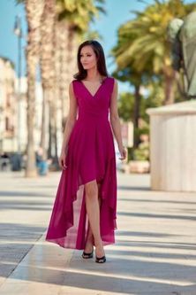 Sukienka długa Malibu bis kolor fuksja