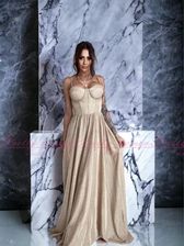 Zdjęcie Sukienka długa Sami kolor beżowo złoty z brokatem - Mszana Dolna